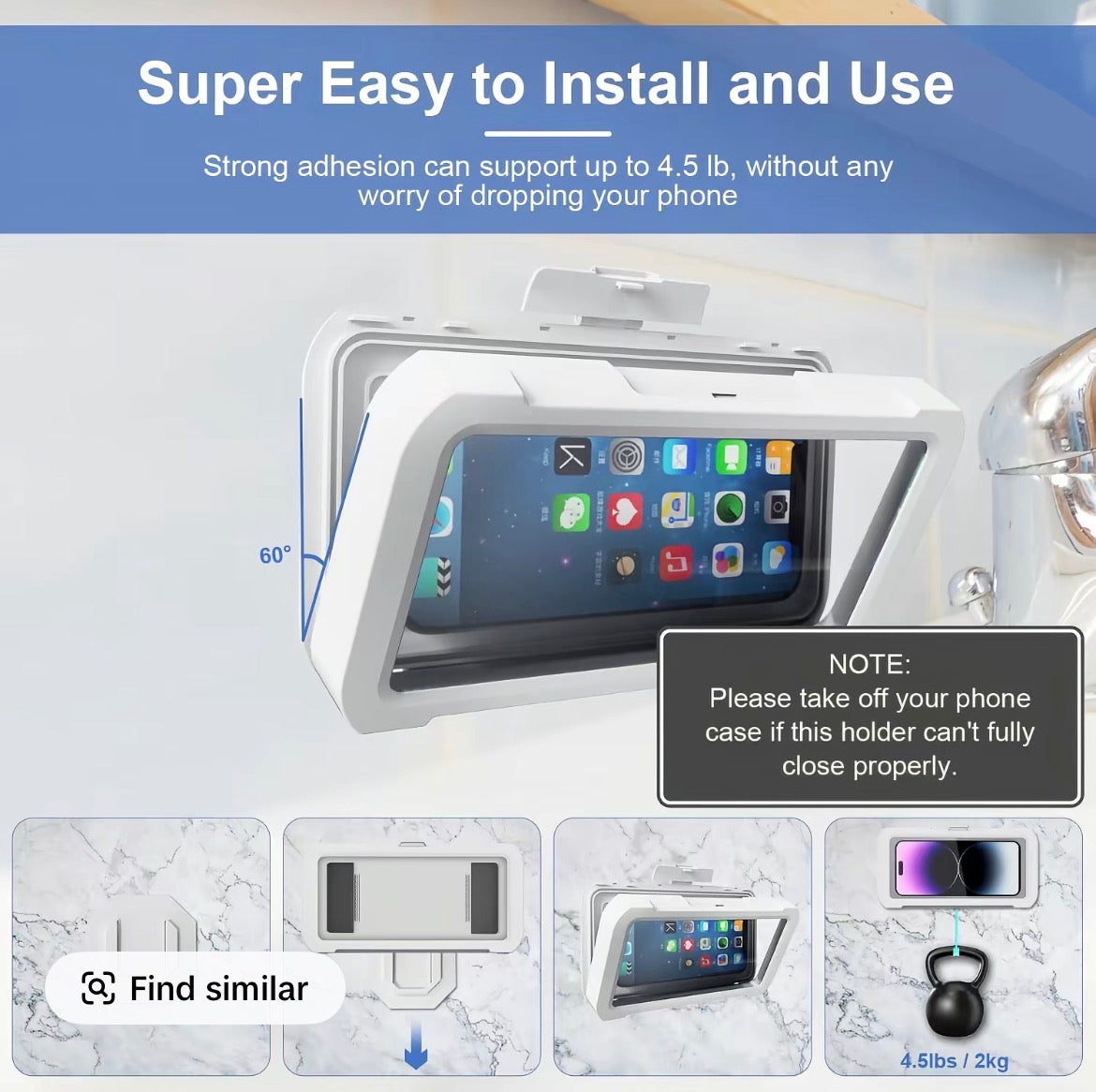Wall-Mount Waterproof Phone Holder
