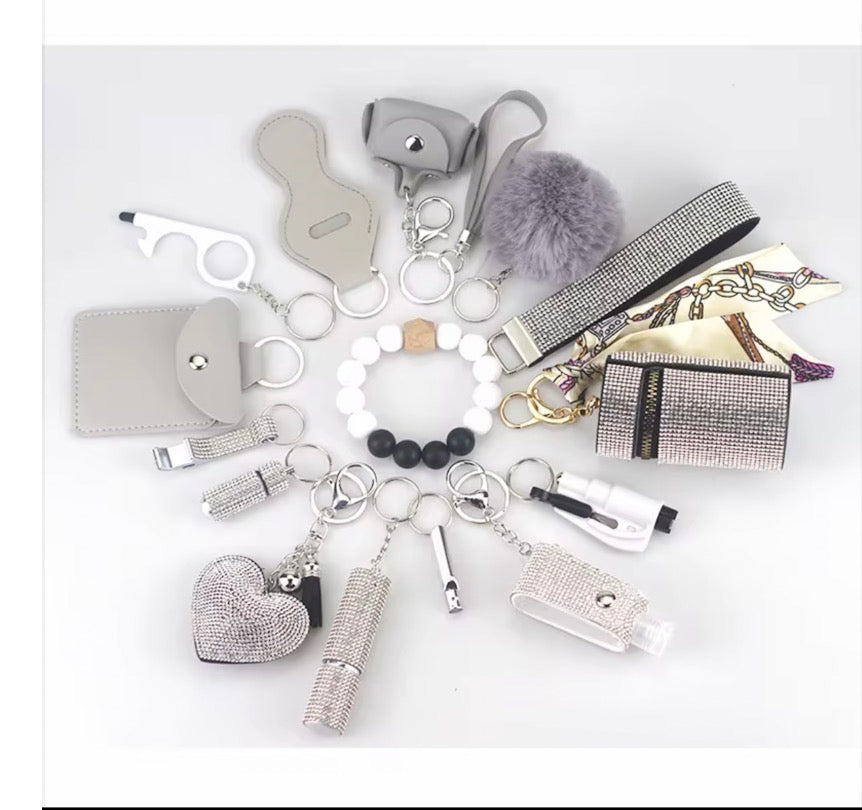 Rhinestone Safety Keychain Set