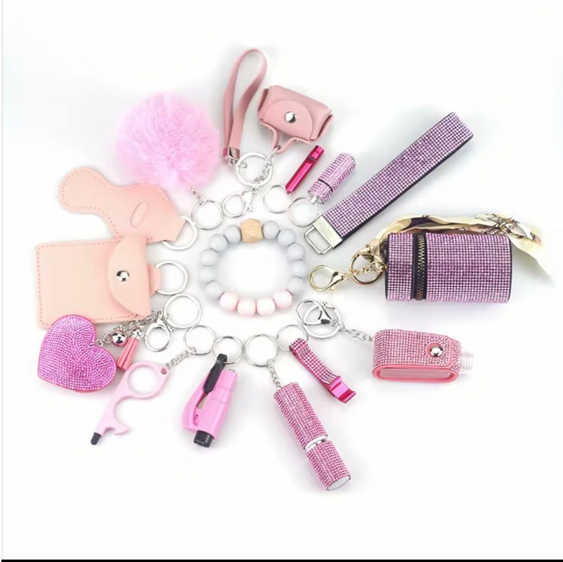 Rhinestone Safety Keychain Set